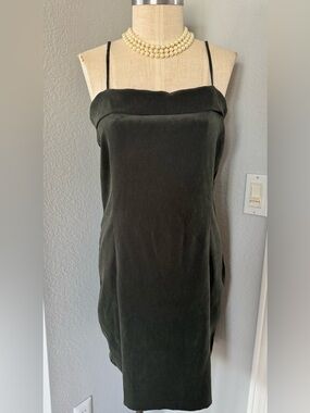 Classic Olive Dress with Spaghetti Straps Large